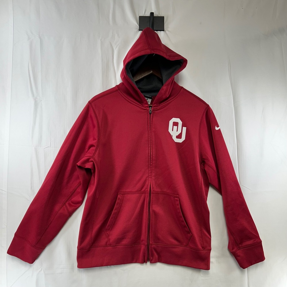 Nike Oklahoma Sooners Hoodie Youth Kids XL Red Therma-FIT Full Zip Jacket OU